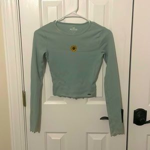 Hollister green sunflower XS long sleeved shirt.